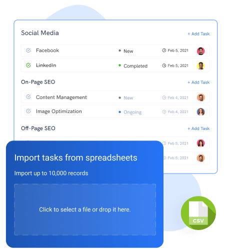 import tasks from spreadsheet