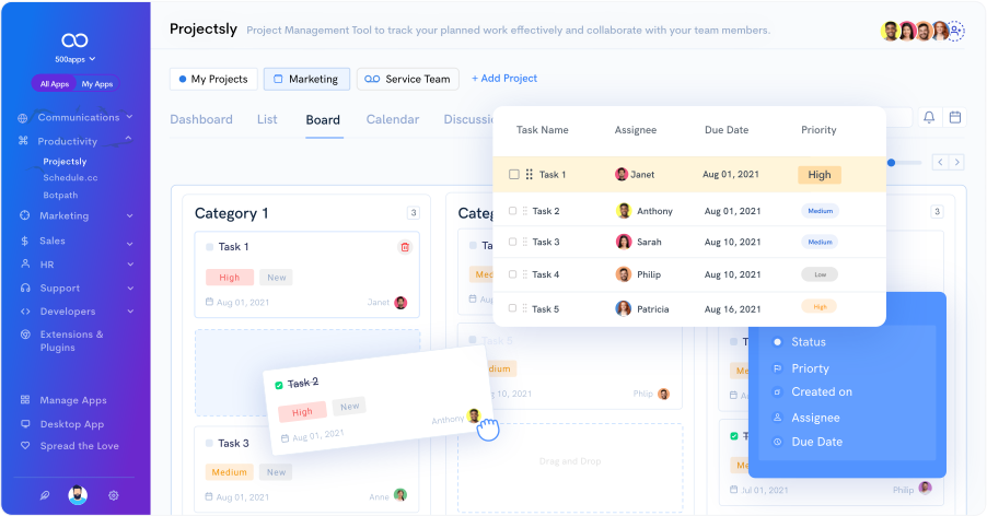 project management app leave note